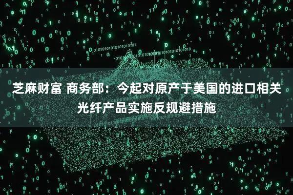 芝麻财富 商务部：今起对原产于美国的进口相关光纤产品实施反规避措施